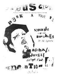 Tract pour les concerts « Punk à tout va », avec Siouxsie & the Banshees, Asphalt Jungle et Generation X, Paris, octobre 1977 - DR